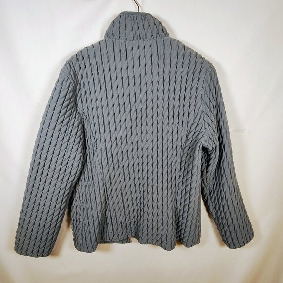 Gallery Women's Medium Quilted Sea Blue Full Zipper Jacket - Picture 3 of 11